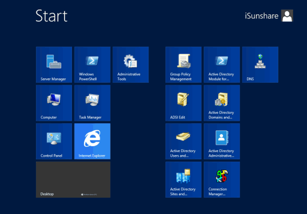mở Start Screen Windows Server 2012